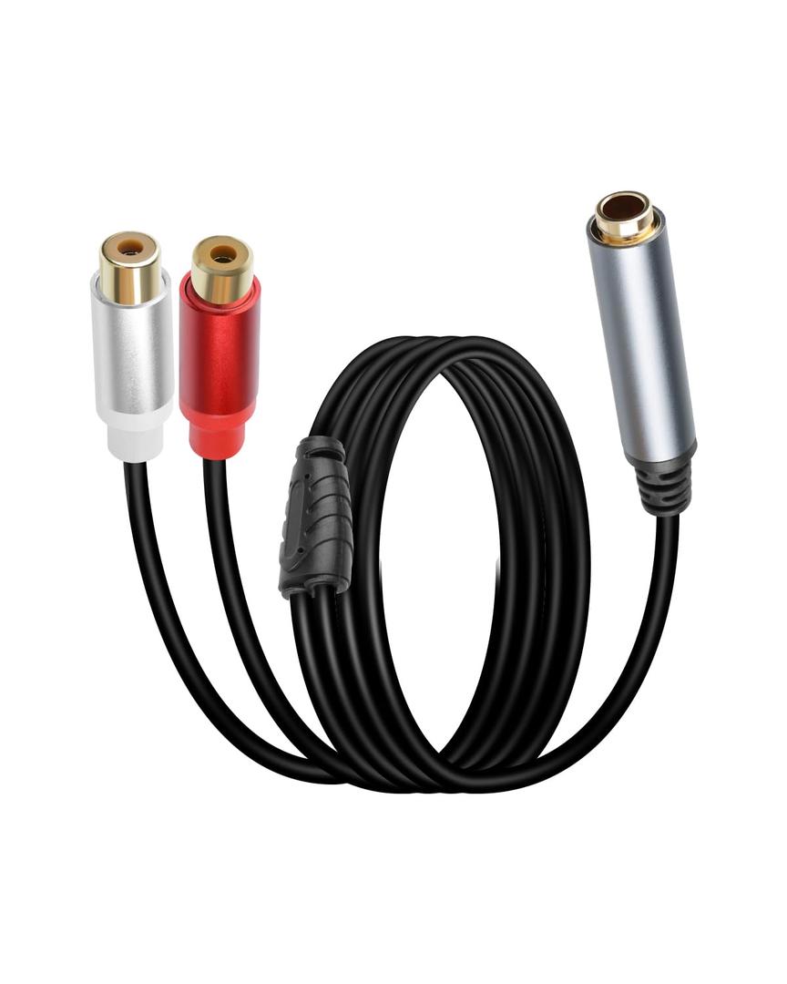 6.35mm RCA Cable,1/4 Inch Female to 2 RCA Female Audio Y Splitter Cable for TVs,Microphones, Amplifiers(1.8M/6FT)
