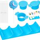 Silicone Cake Pop Mold Set, Round Cake Pop Cutter with Pusher, Tray and 50 Sticks, 15-Hole Cake Pop Holder, DIY Baking Molds Kit for Parties, Wedding, Home Desserts Making - Blue