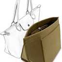 D.DUO Bag Insert Organizer, purse accessories, Suitable For Longchamp long handle tote organizer (Brown, M, long handle)
