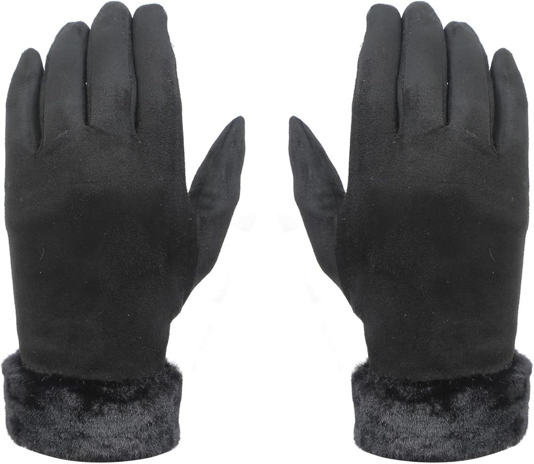 Heat Logic Thermal Winter Gloves for Women, Touchscreen Compatible Cold Weather Hand Gloves, Warm, Windproof and Soft Gloves (Medium-Large, Black)
