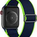 5 x Maledan Stretchy Solo Loop Compatible with Apple Watch Band Women Men 40mm 44mm 45mm 41mm 38mm 46mm 49mm 42mm,Soft Nylon Elastic Braided Strap Wristband for iWatch Series 10 9 8 7 6 5 4 3 2 1 SE Ultra (Dark Blue/Green)