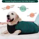 Kuoser Dog Recovery Suit, Anti Licking Dogs Rear Leg Sleeve, Abdominal Dog Surgical Suit with Dog Pants Cover Protect Wounds, Dogs Elbow Protector Soft Pet Surgery Onesie Cone Alternative, Green, XL