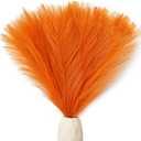 Mandy's Orange Silk Pampas Grass Bouquet 20 Stems 17.7in Fluffy Artificial Pampas with Bendable Stems for Valentine's Day and New Year Decorations Wedding Centerpiece Home Boho Dcor