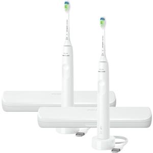 Philips Sonicare Electric Toothbrush with DiamondClean Brush Head 2-Pack Bundle, Rechargeable Electric Tooth Brush with Pressure Sensor, Sonic Electronic Toothbrush, Travel Case, White