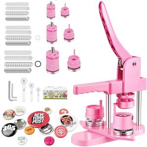 Mryitcal Button Maker Machine Multiple Sizes, 1''+1.25''+2.25'' Pin Maker Button Press Machine W/ 300 Sets Metal Pinback Inserts, Badge Making Supplies Kit for DIY Pin Badges