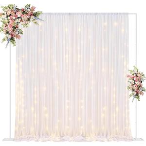 Fomcet 10FT x 10FT Backdrop Stand Heavy Duty with Base, White Portable Adjustable Pipe and Drape Backdrop Stand Kit, Square Metal Arch Party Frame for Wedding Birthday Parties Banquet Decorations, White