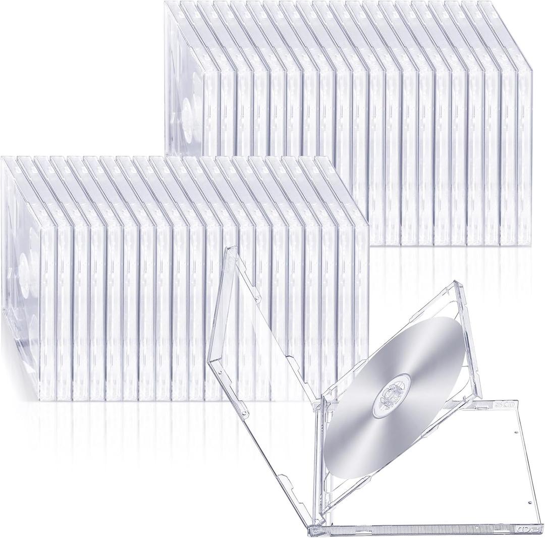 Tellegloww 20 Pack 10.4mm Double Cd Jewel Case Plastic Double 2 Disc Capacity DVD Standard Blank Cd Case Replacement with Two Disc Hubs for Disks Protection(Clear)
