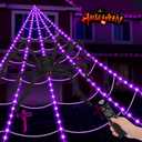 Halloween Spider Web Lights 250 LED: 19.68Ft Outdoor Web Halloween Decorations with Purple Lights - Halloweens Decor Light with 8 Modes Waterproof & Timer for Outdoor Indoor Yard Haunted House