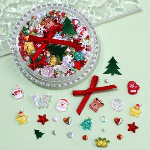 Chunemng Nail Mixed Shapes Laser Snowflakes Glitters Designs Xmas Colorful 3D Cartoon Nail Art Accessories, DIY Christmas Makeup (red)