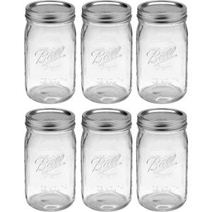 North Mountain Supply Ball 32 oz Wide Mouth Mason Jars with Lids and Bands - 6 Pack - Packed in ImpactGaurd Box - BPA-Free, Made in the USA  for Canning, Freezing, Storing, and More