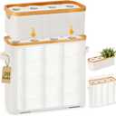 Livole Toilet Paper Storage Basket with Lid & Toilet Tank Basket | Free Standing, Large Capacity for 20 Regular Rolls or 15 Mega Rolls, Dual Handles, Clear Side Window, Bathroom, Beige
