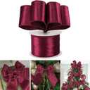 AIMUDI Burgundy Velvet Ribbon 2.5 Inch Maroon Christmas Wired Ribbon for Gift Wrapping Christmas Trees Wreaths Garlands Bows Making Holiday Crafts Topper Bows - 10 Yards