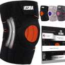 Pack of 3, VESIRA Knee brace for women and men, knee braces for pain relief compression sleeve. Patellar tendon support strap, joint support whit side stabilizer. Running Gear. (Black)