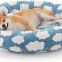 JOEJOY Donut Dog Bed Medium Size Dog, Cute Round Calming Pet Bed with Removable Washable Cover, Orthopedic Puppy Bed with Jacquard Shaggy Plush & Non Skid Bottom