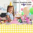 12 Pack Yellow and White Checkered Tablecloth, Yellow Plastic Table Cloths for Parties Disposable, 54x108 inch Waterproof Yellow Gingham Camping Tablecloth for Birthday, Party, Picnic, School