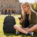 Quilted Laptop Backpack for Women, College Bookbag with Tumbler Holder Pocket for Nurse Teacher Work Travel, Puffer School Backpack for Teen Girls Big Student, Black