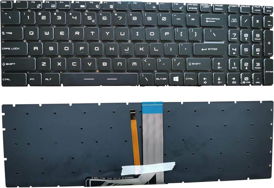 Laptop Replacement Keyboard with Backlight Compatible with MSI GE62 GS60 GS70 GS72 GE72 GT72 MS-1772 MS-16u6 Series Part Number V143422AK1 19000184 US Layout