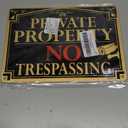 2 Pack No Trespassing Sign Private Property, 10x7 Video Surveillance Signs,Fade&Rust Resistant Aluminum Metal, Easy to Install.