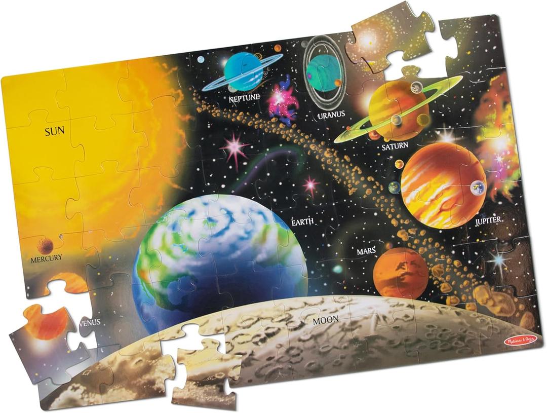 Melissa & Doug Solar System Floor Puzzle, 48 pc Jumbo Jigsaw Puzzle, Educational Screen Free Activity for Toddler, Preschoolers and Kids Ages 3+ (2 x 3 Feet) - FSC Certified