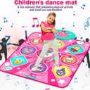 Kusntin Dance Mat, Dance Mixer Rhythm Step Play Mat, Pink Dance Pad with LED Lights, Adjustable Volume, Built-in Music, 5 Game Modes, Xmas Birthday Gifts for 3-10 Years Girls Toys (Multicolor)