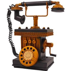 Creative Retro Decorative Phone Model Telephone Coin Bank Money Saving Antique Phone Figurine Cafe Bar Window Decor Model Home Desk Decoration