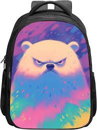 17 Inch Laptop Backpack Bear, Cute Angry, Rainbow Leopard Cheetah Print, Animal for Business Professionals