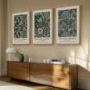 Large Framed William Morris Green Wall Art, 3 Piece Vintage Floral Canvas Prints, Retro Botanical Wall Decor for Living Room Bedroom Hallway Office, 24x36 Inch, 24"w X 36" H X 3pcs