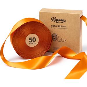 Keypan Satin Ribbon 1-1/2 Inch x 50 Yards Double-Faced Ginger Polyester Ribbons for Crafts Flower Bouquet Gift Wrapping Wedding Invitation