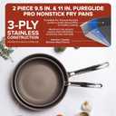 Viking PureGlide Pro 3-Ply Nonstick Frying Pans, Made without PFAS, 2-Piece Induction Fry Pan Set, 9.5 and 11-Inch, Metal Utensil Safe Titanium Nonstick Surface, Oven Safe to 600F