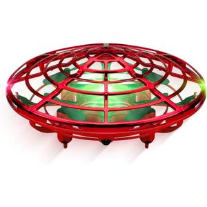 Force1 Scoot Hand Operated Drone for Kids or Adults - Hands Free Motion Sensor Mini Drones, Easy LED Indoor Rechargeable UFO Toy Flying Orb Ball Drone Toys for Boys and Girls (Red)