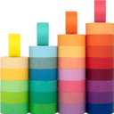 LEOTER 30 Rolls Washi Masking Tape Set, 15mm Wide Colorful Rainbow, Decorative Writable Craft Tape for DIY Scrapbook Designs