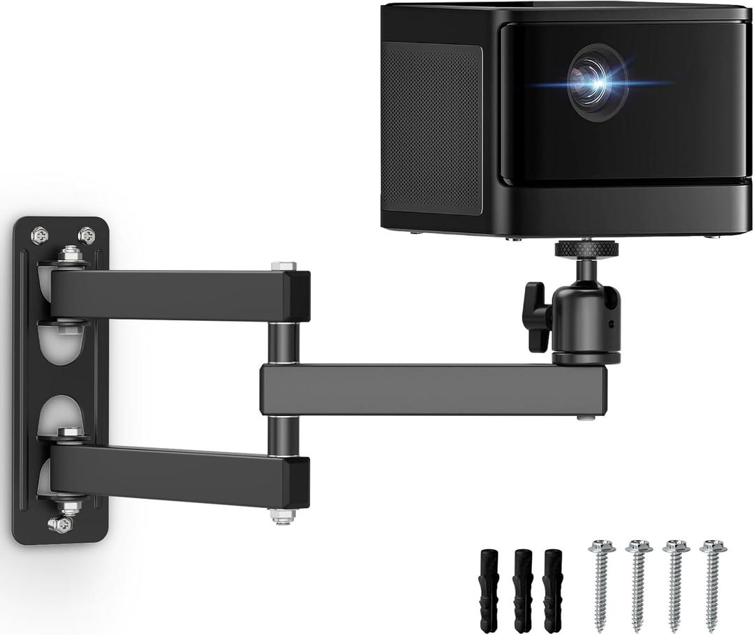 Projector Wall Mount, 360 Rotation Adjustable Projector Webcams Stand with 1/4" Ball Head, Devices Bracket Holder for Home Theaters, Office