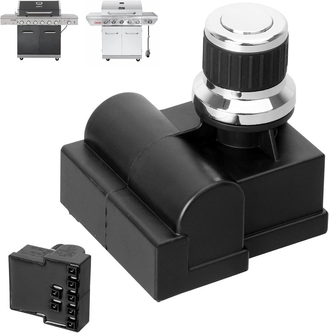 7 Outlet Pulse Igniter DHL-128-7Q for Nexgrill 720-0898 720-0896B 720-0896X 720-0896C 720-0896A Replacement Parts, Nexgrill Deluxe 6 Burner 2001648000AW Tact Push Button Replacement Igniter Parts (Black + Silver)