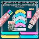 American Mahjong Tile Set, Mah Jong Set Complete with Pink Flower Bag, 166 White Tiles with Golden Dices for Travel, 4 All-in-One Mahjong Racks with Pushers (Pink)