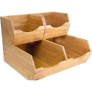 Bamboo Pantry Storage Bins Set of 3, Stackable Desktop Organizer | Ideal for kitchen counters, pantry shelves, dining rooms, coffee bars, offices and utility rooms.