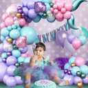 Mermaid Balloon Garland Arch Kit, Pastel Pink Purple Teal Blue Clear Latex Balloons with Mermaid Tail Seashell Foil balloons, for Girls Little mermaid Party Decorations Under the Sea Birthday Supplies
