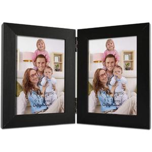 Giftgarden 3.5x5 Double Picture Frame, 3.5 by 5 Photo Hinged Folding Frames for Tabletop Display, Black