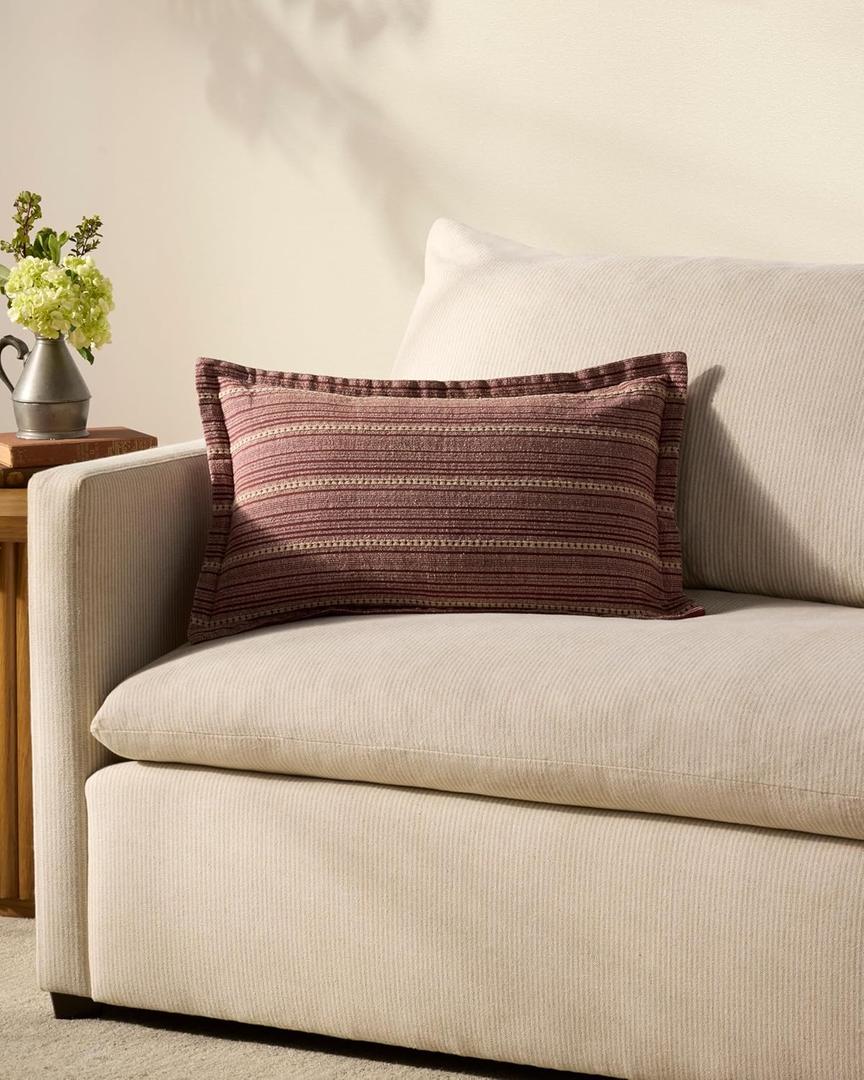 Loloi Chris Loves Julia Howie Collection PCJ0023 Wine/Natural 13'' x 21'' Cover Only Pillow