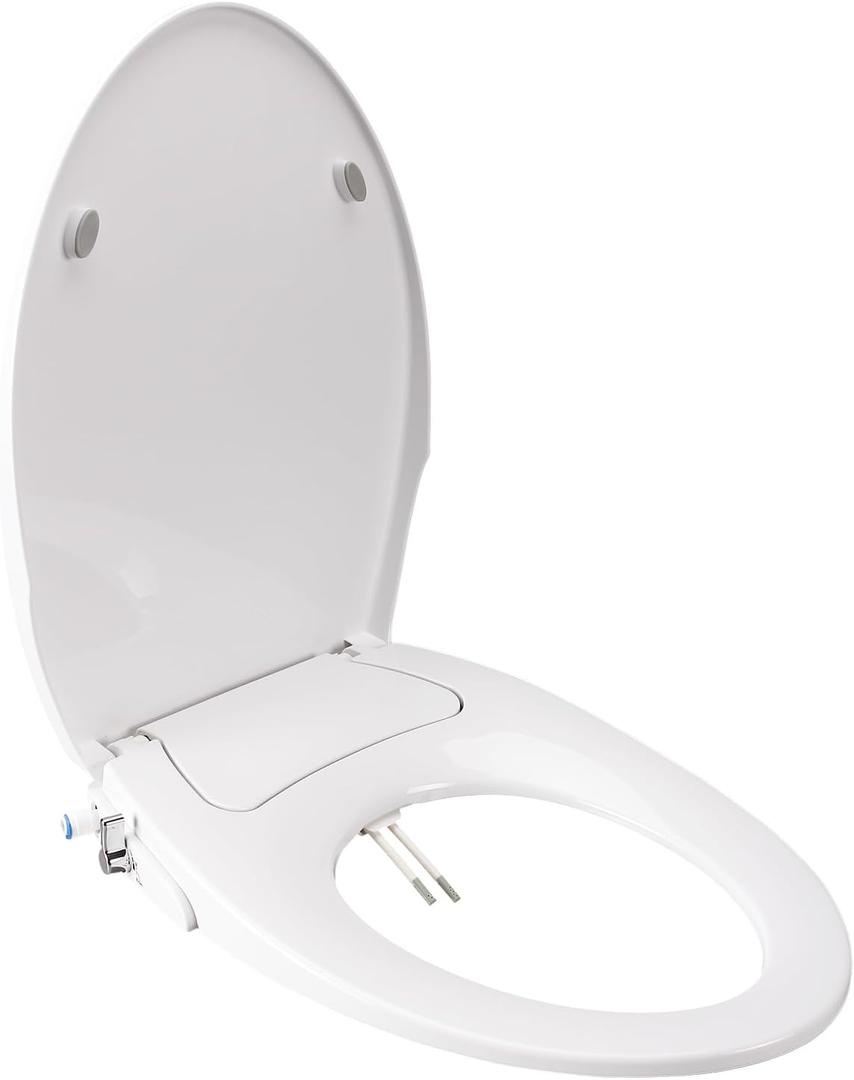 ST.THOMAS Elongated Bidet Toilet Seat with Soft Close, Non-Electric Bidet Mode with Dual Nozzles, Adjustable Water Pressure for Easy Cleaning Front & Rear Wash Self-Cleaning Wand,10-Min DIY Install