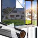 One Way Privacy Window Film,Sun Blocking Window Film with 3 Tools, Heat & UV Blocking Window Tint Film for Home, Easy Install DIY Office Window Covering See Out Not in (23.6 x 78.5 Inch, Black)