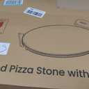 Unicook 15 Inch Round Pizza Stone for Oven and Grill, Oven Baking Stone for Bread, Cordierite Pizza Pan for Baking Crispy Bread, Pie and Cookies, Includes Carry Rack and Dough Scraper, 15" Dia