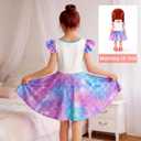 Toddler Girl Matching Dress Outfit Flutter Short Sleeve Dress for Girls