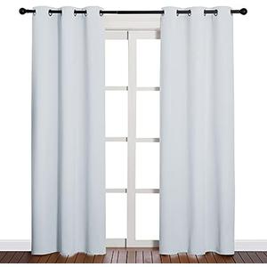 NICETOWN Easy Care Solid Thermal Insulated Grommet Room Darkening Curtains/Drapes for Bedroom (2 Panels, 46 by 63, Light Grey-Greyish White)