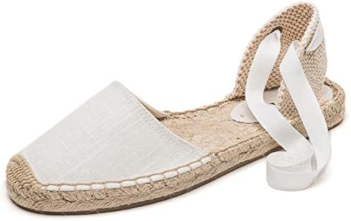 U-lite Women's Espadrille FLat Sandals Closed Toe Ankle Wrap,Classic Lace Up Summer Dressy Flat Shoes, Size: 7.5 U-lite Women's Espadrille FLat Sandals Closed Toe Ankle Wrap,Classic Lace Up Summer Dressy Flat Shoes, Size: 7.5