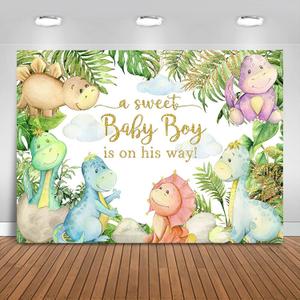 Dinosaur Baby Shower Backdrop 7x5ft Baby Dinosaur It's a Boy Baby Shower Background Party Decorations Cartoon Dino Theme Banner Photo Booth Props