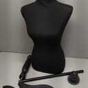 Manikin 49.6”-63.4”Height Adjustable Female Dress Model Display Torso Body Wooden Tripod Stand Clothing Forms High Density Foam Portable Display Mannequin (Black)