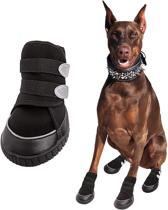 Adorepaw Dog Shoes for Large Dogs with Reflective Straps, Dog Boots for Winter, Dog Boots & Paw Protectors with Nonslip Sole (4PCS/Set)