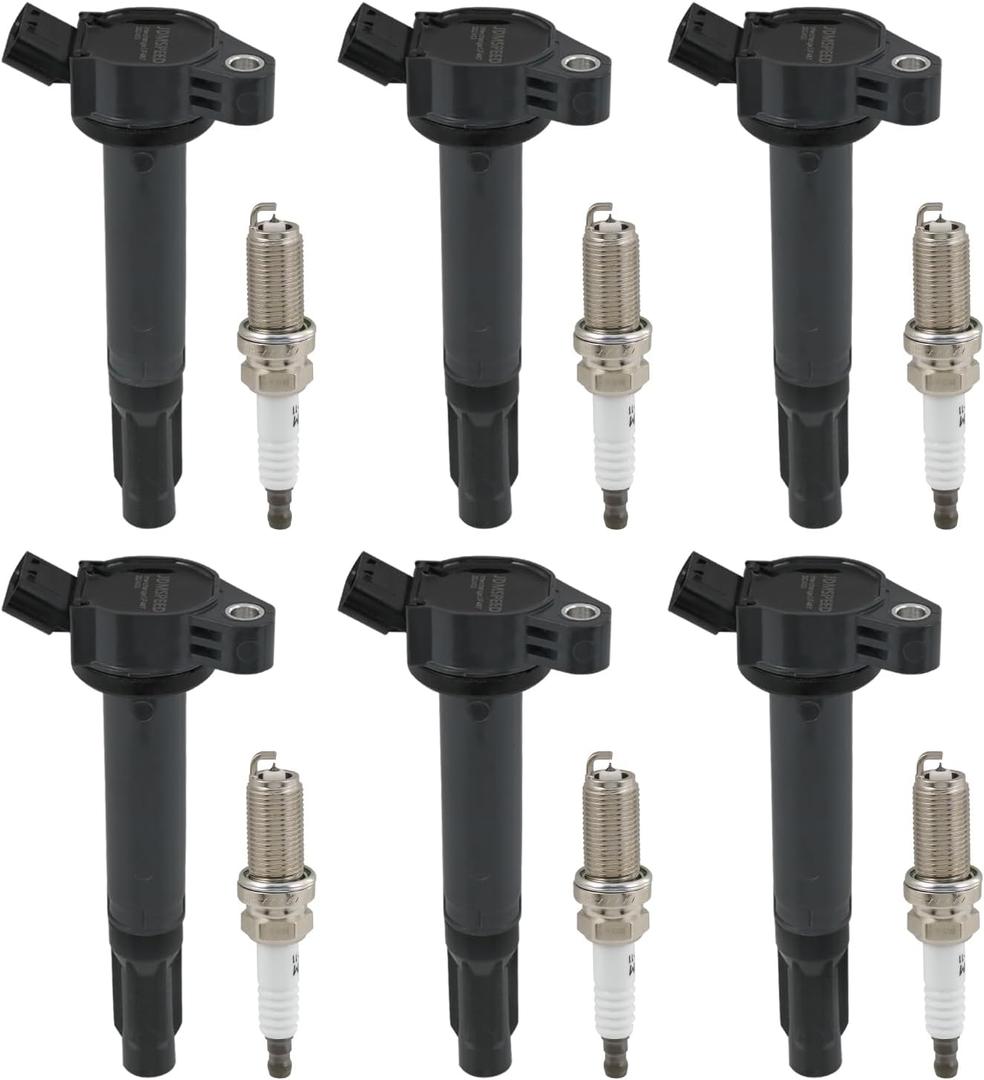 Ignition Coil & Iridium Spark Plug 6Pcs Compatible with Toyota Camry RAV4 Sienna Avalon Highlander Venza 3.5L 2006-2017,Compatible with Lexus IS250 RX350 RX450h 2.5L 3.5L 2006-2015 UF487 90919-A2002