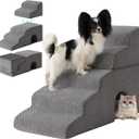 Dog Stairs for Bed 23'' H, 5-Step Dog Steps for High Bed, Grey