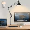 LED Clamp on Desk Lamp,360Adjustable Swing Arm Desk Lamp,Clamp Light with Eye-Caring LED Bulb for Home Office Reading Drafting